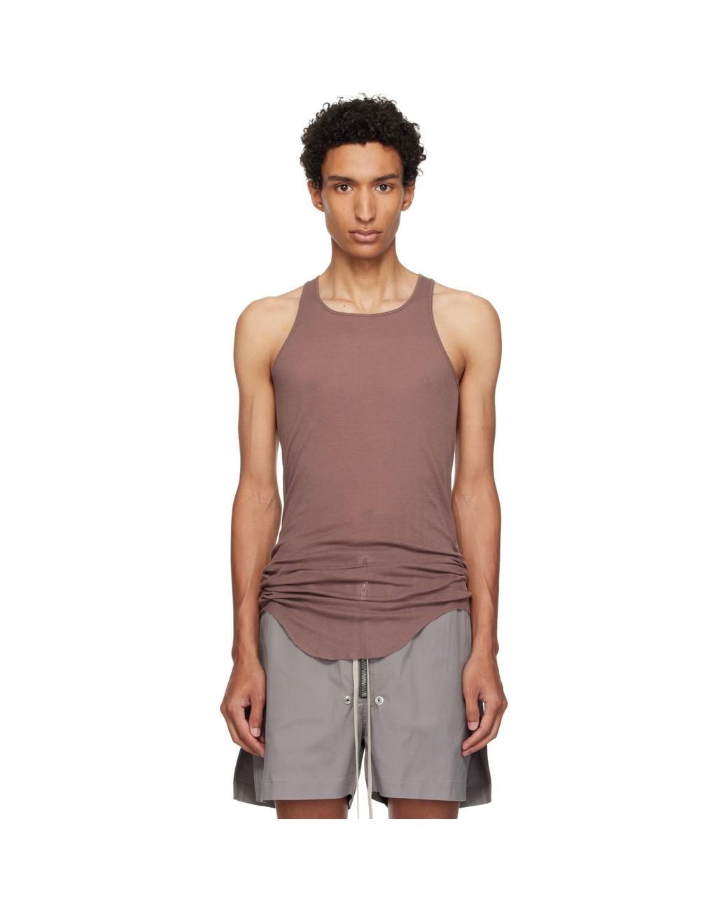 Rick Owens Brown Tower Basic Rib Tank Top for men