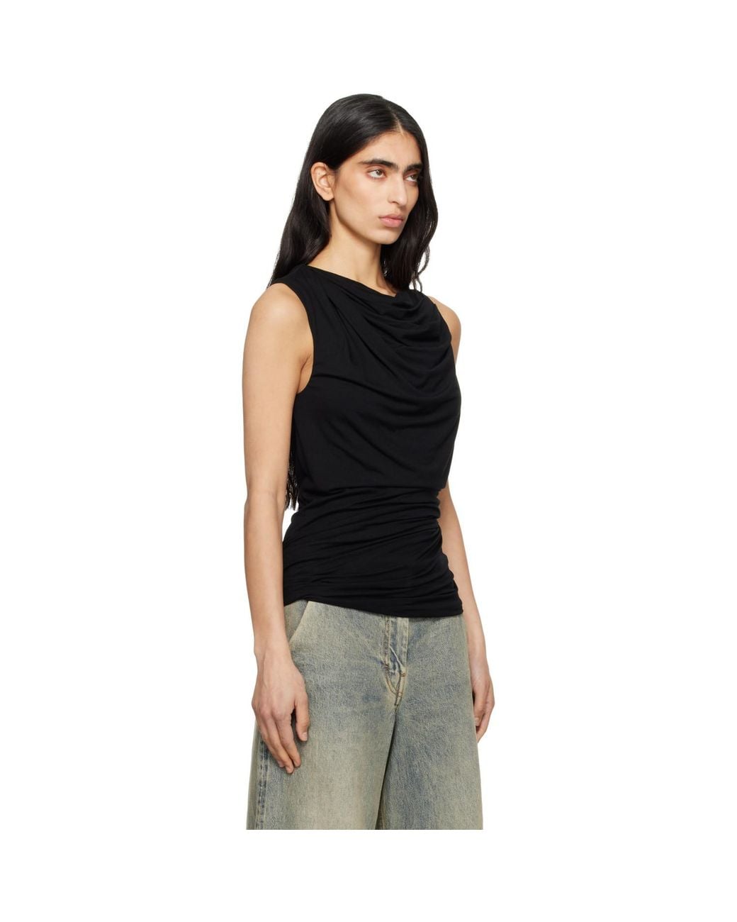 Entire studios Black Drape Tank Top