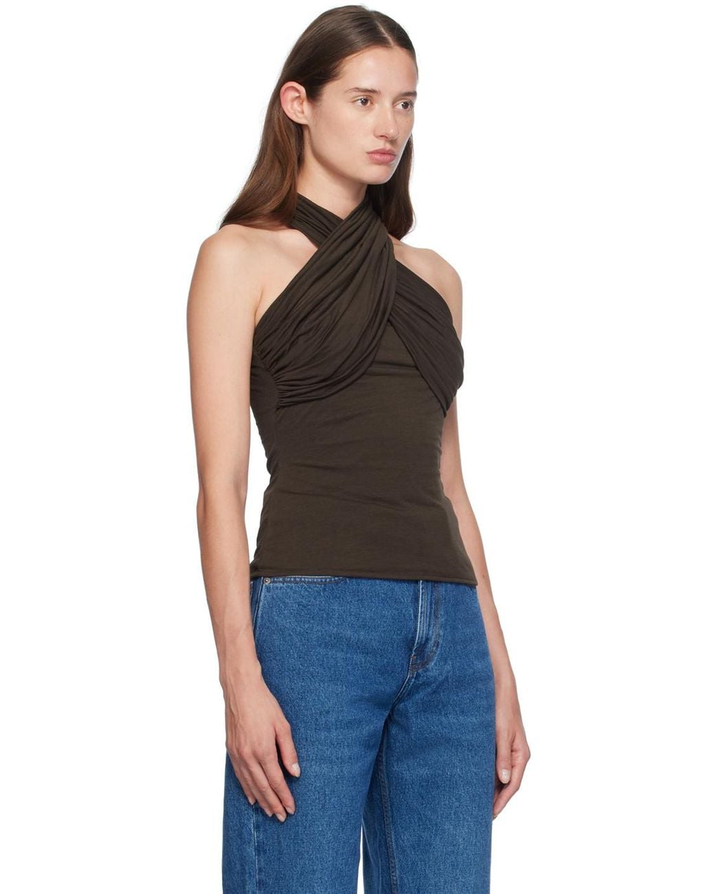 AMI Black Draped Blouse