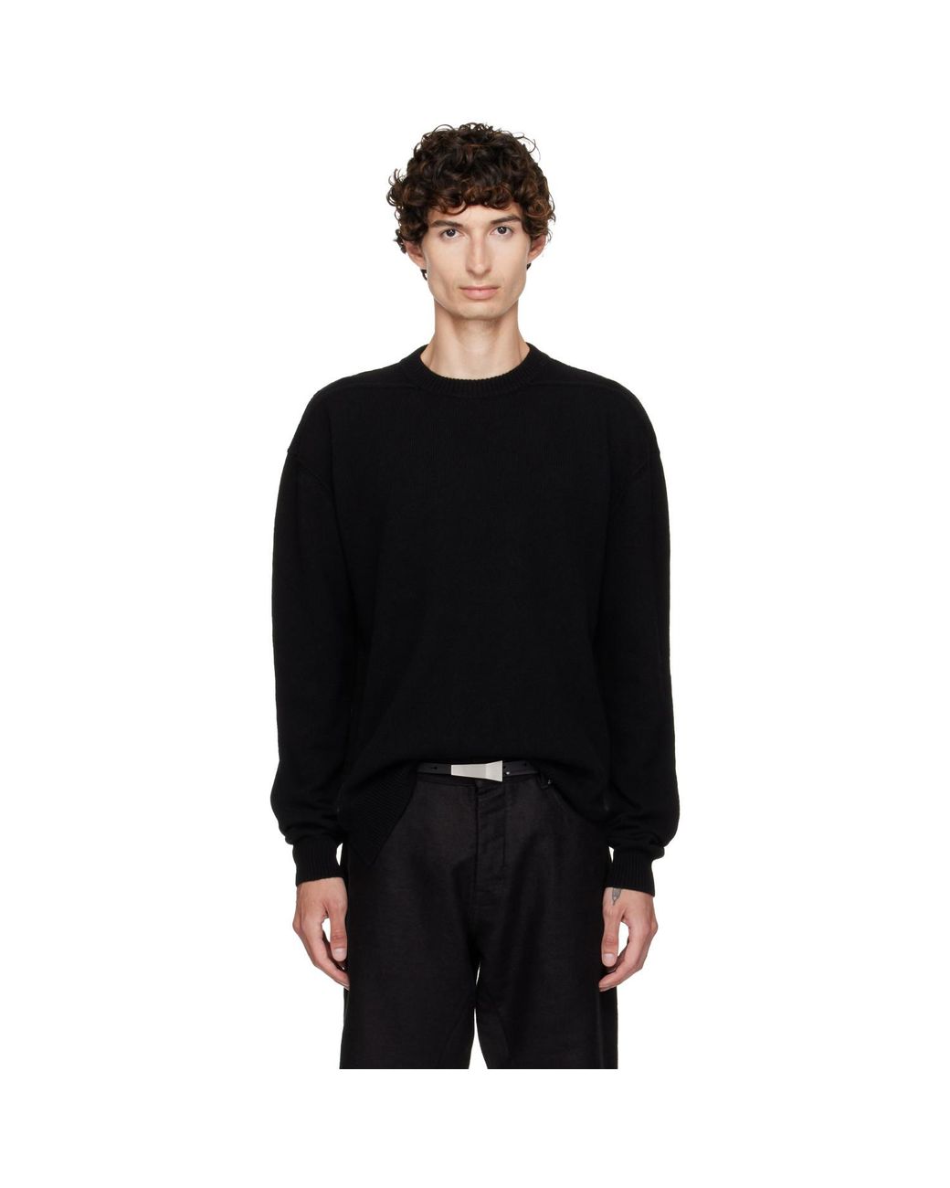 Rick Owens Black Tower Round Neck Sweater for men