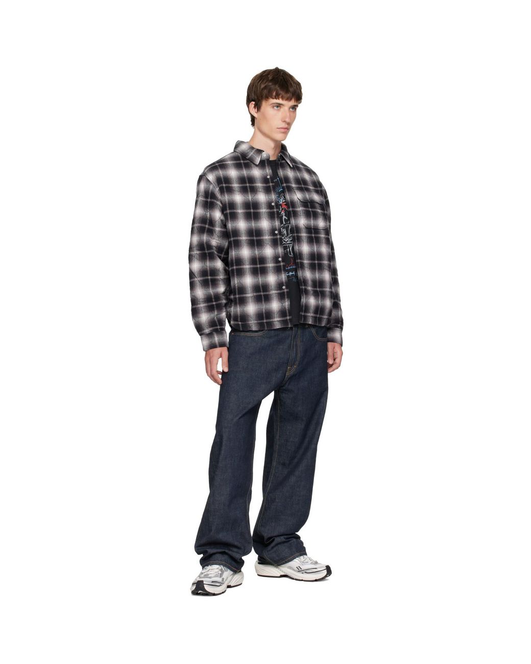 Represent Black Logo Quilted Shirt for men