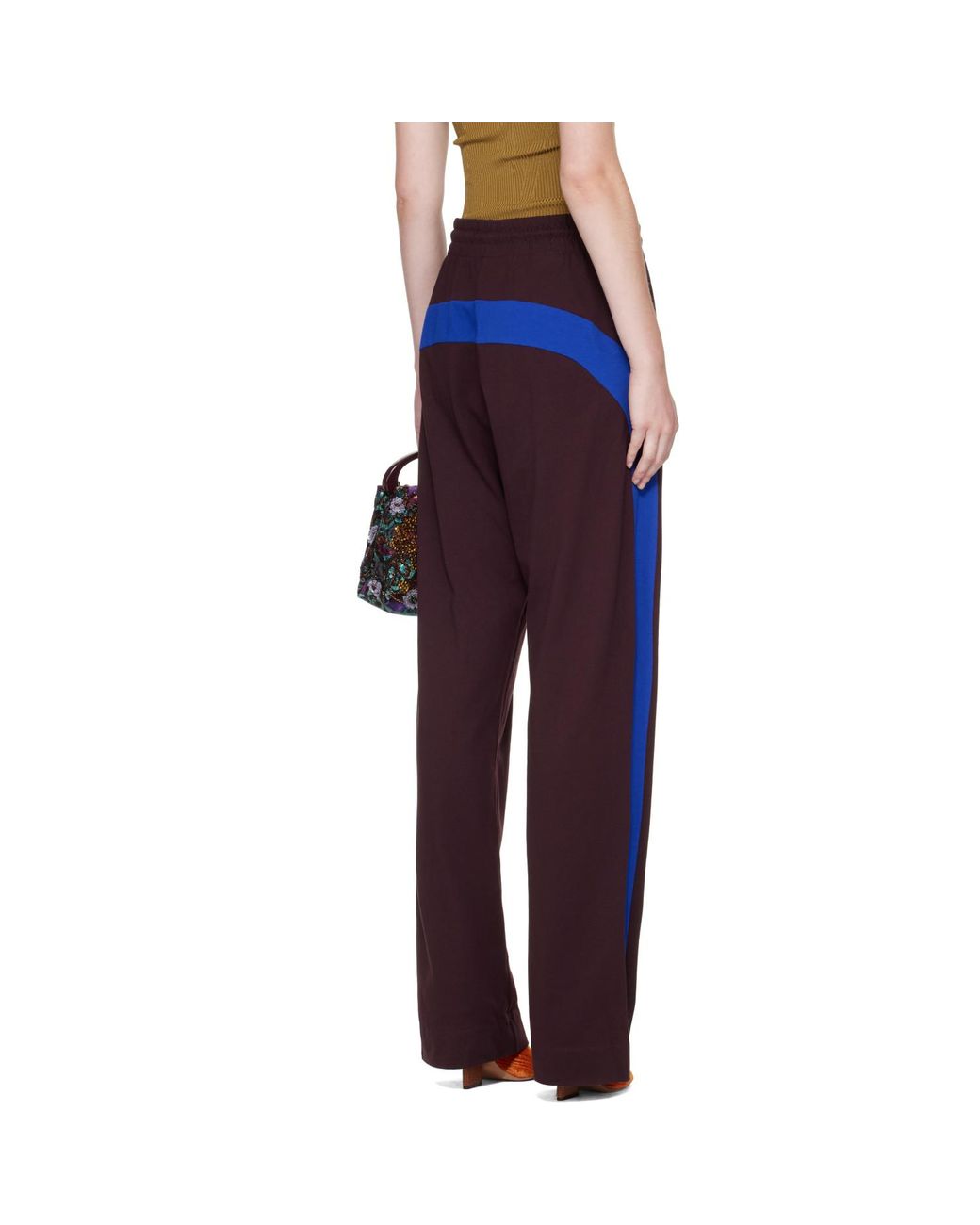 Dries Van Noten Purple Burgundy Cotton Lounge Pants