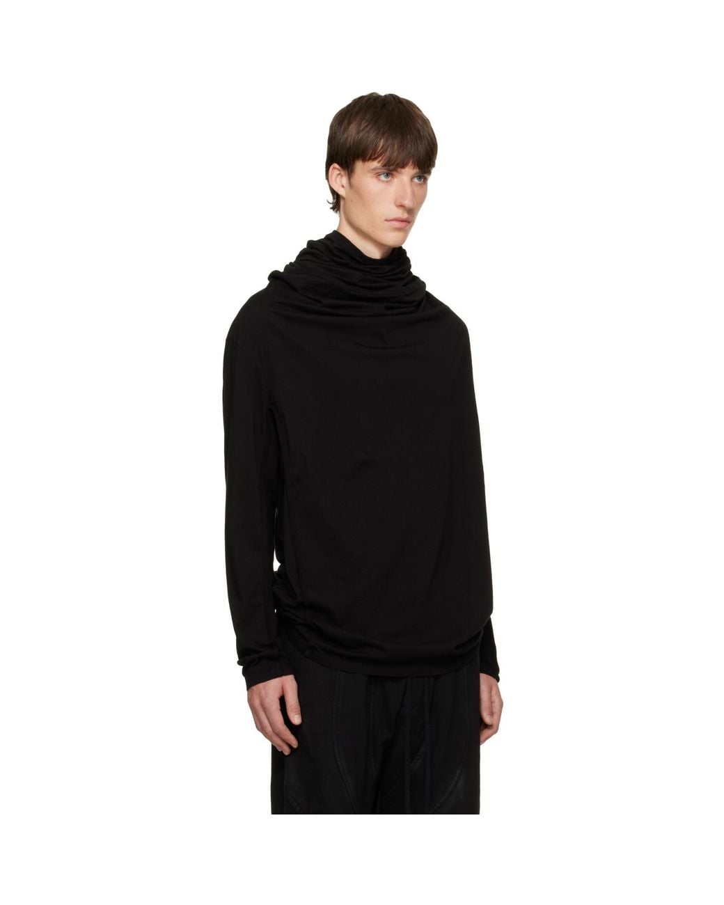 Julius Black Cowl Neck T-Shirt for men