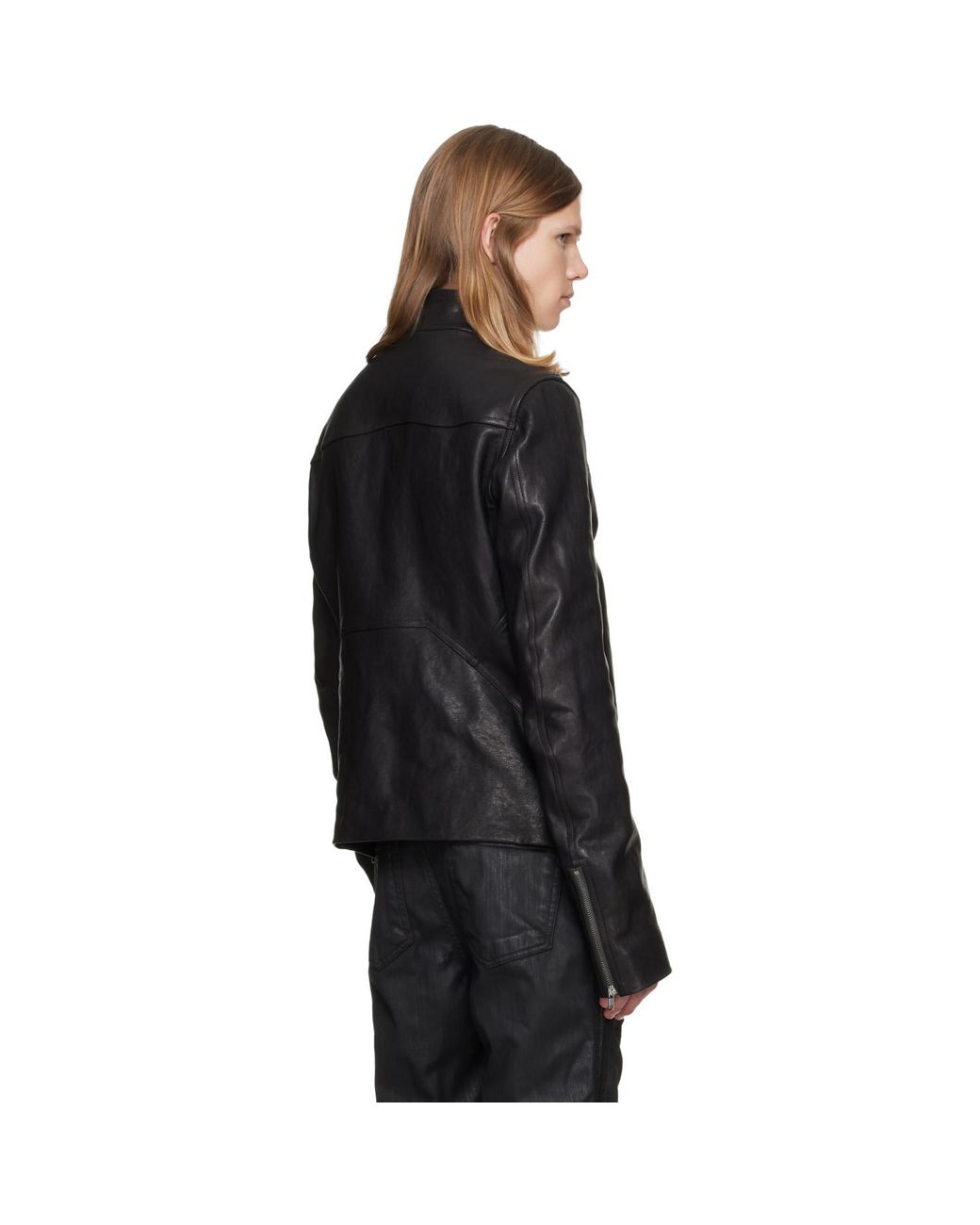 Rick Owens Black Tower Release Leather Jacket for men