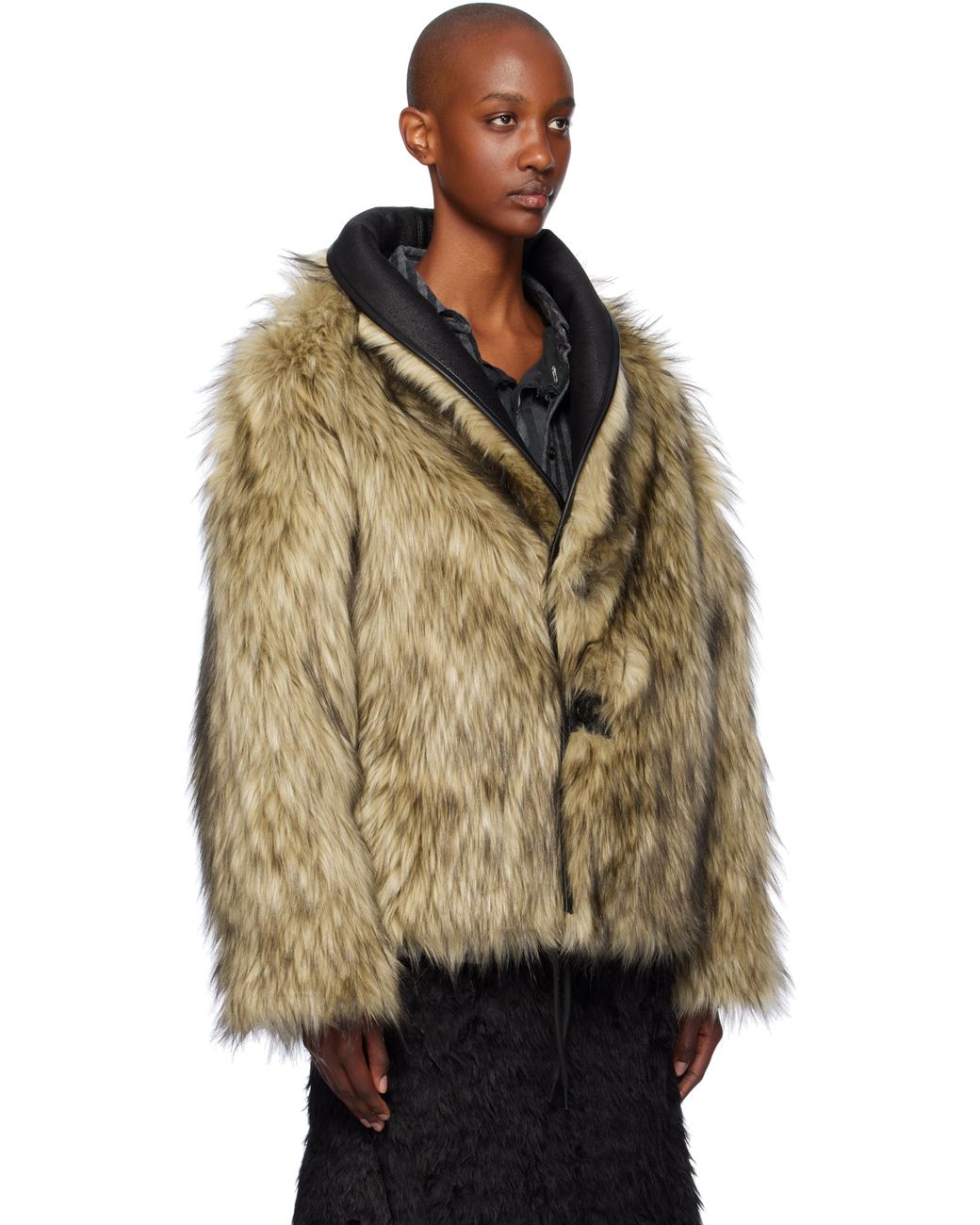OPEN YY Reversible Faux-Fur Faux-Leather Jacket in Black | Lyst
