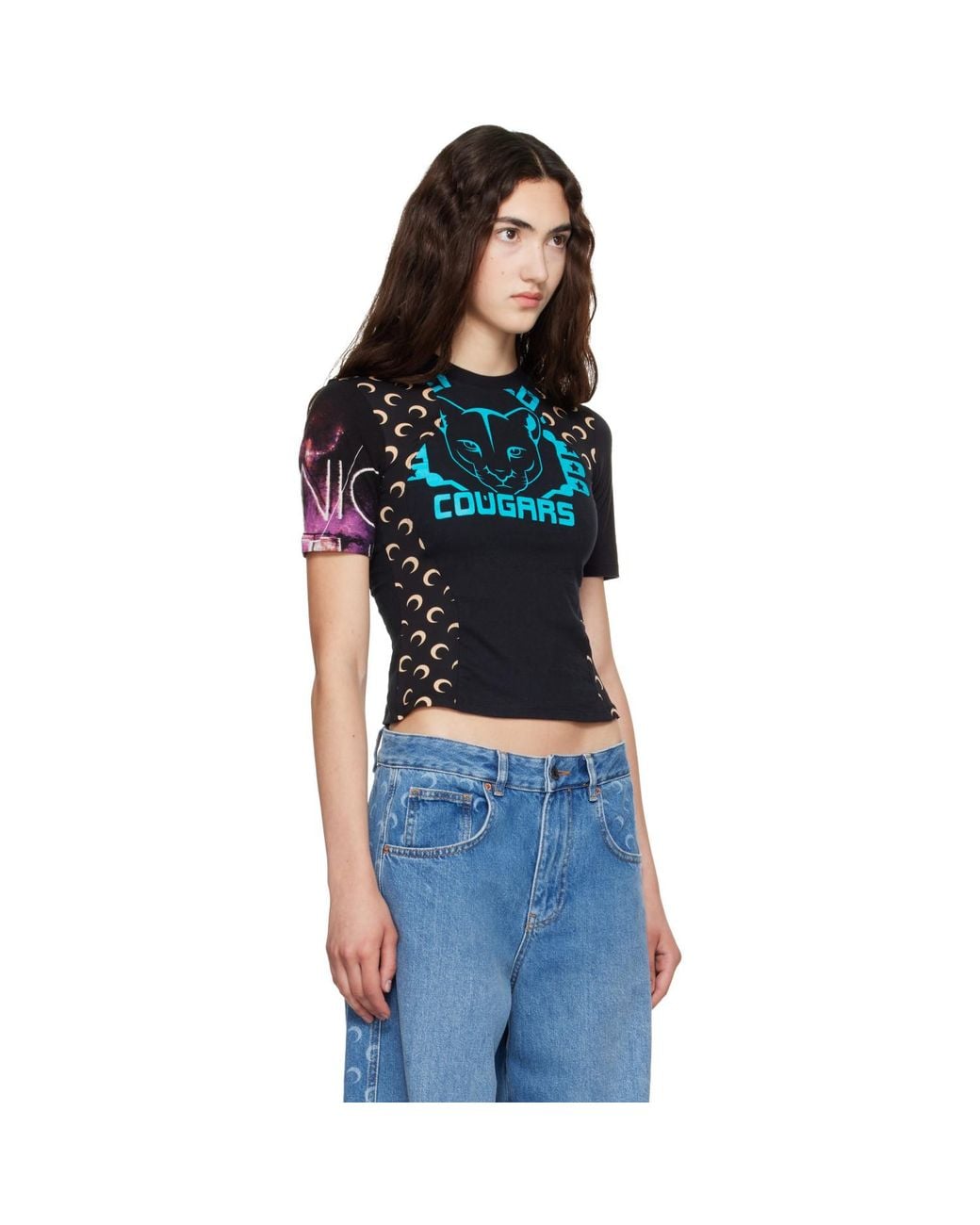 MARINE SERRE Blue Regenerated Graphic Jersey Baby Fit T-Shirt
