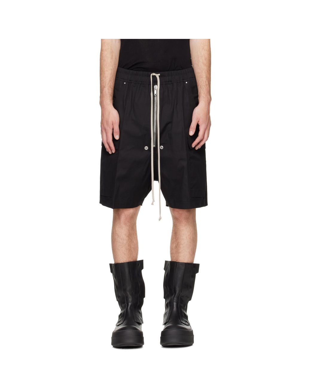 Rick Owens Black Tower Cargobela Cargo Shorts for men