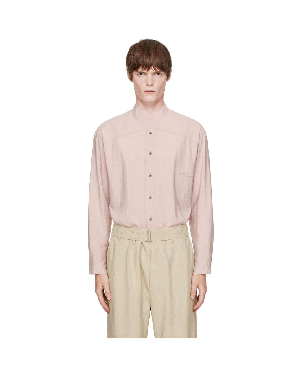 Lemaire Pink V-Neck Shirt for men