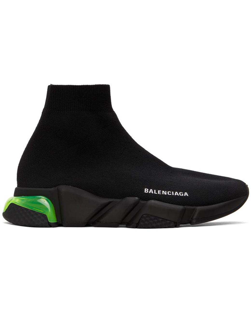 Balenciaga Black & Green Clear Sole Speed Sneakers for Men - Lyst