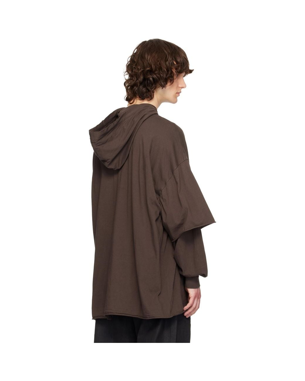 Rick Owens Brown Temple Tommy Hustler Hoodie for men