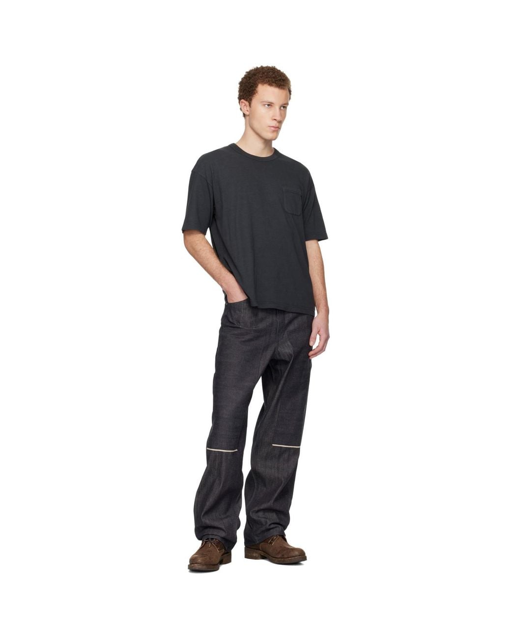 Visvim Black Jumbo S/S Dmgd T-Shirt for men