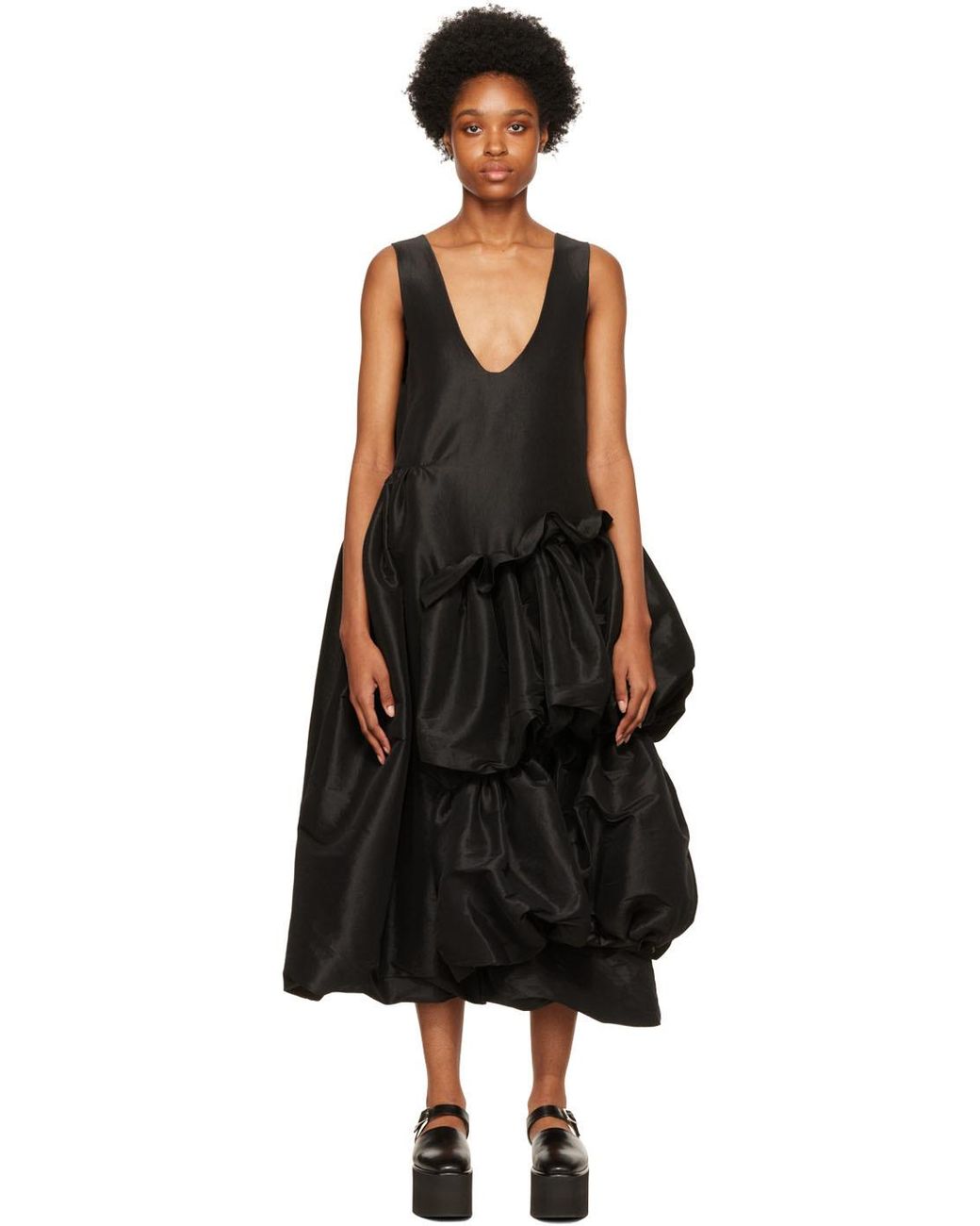 Kika Vargas Silk Agnodice Midi Dress in Black | Lyst