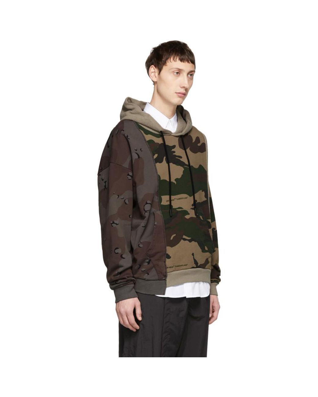 Off-White c/o Virgil Abloh Cotton Panelled Camouflage Hooded Sweatshirt for  Men | Lyst