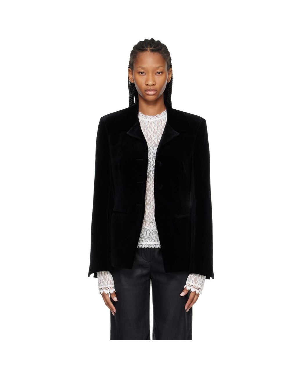 Rohe Black Classic Fitted Velvet Blazer