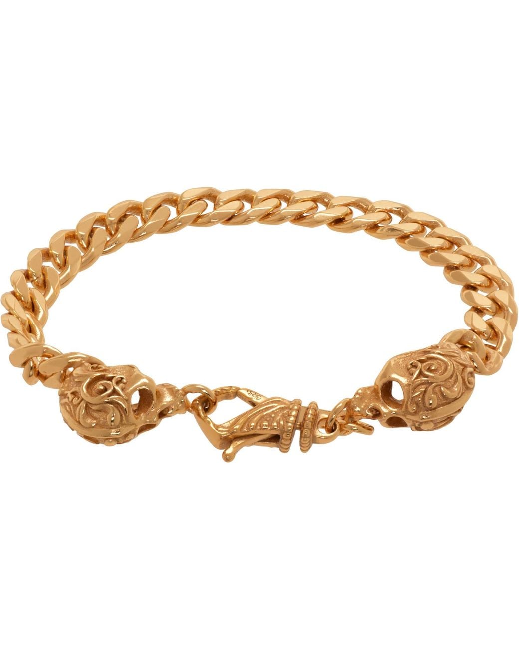 Emanuele Bicocchi Brown Small Chain Skull Bracelet for men