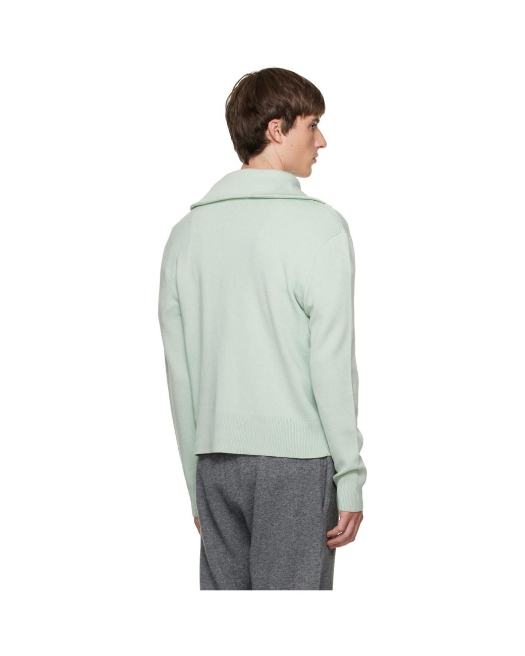 Entire studios Green Knit Zip Up Cardigan for men