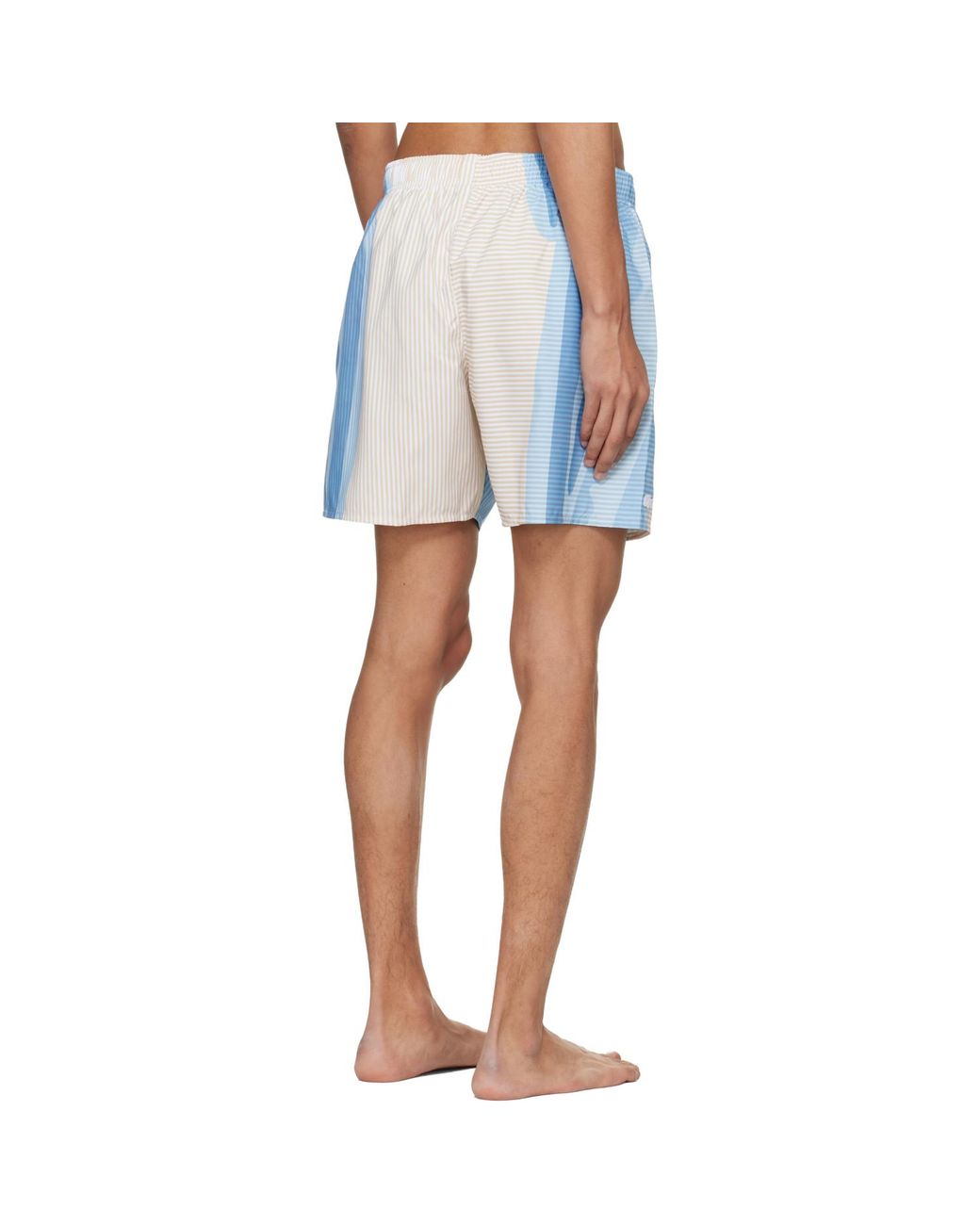 Lacoste Blue Mid Length Striped Swim Shorts for men