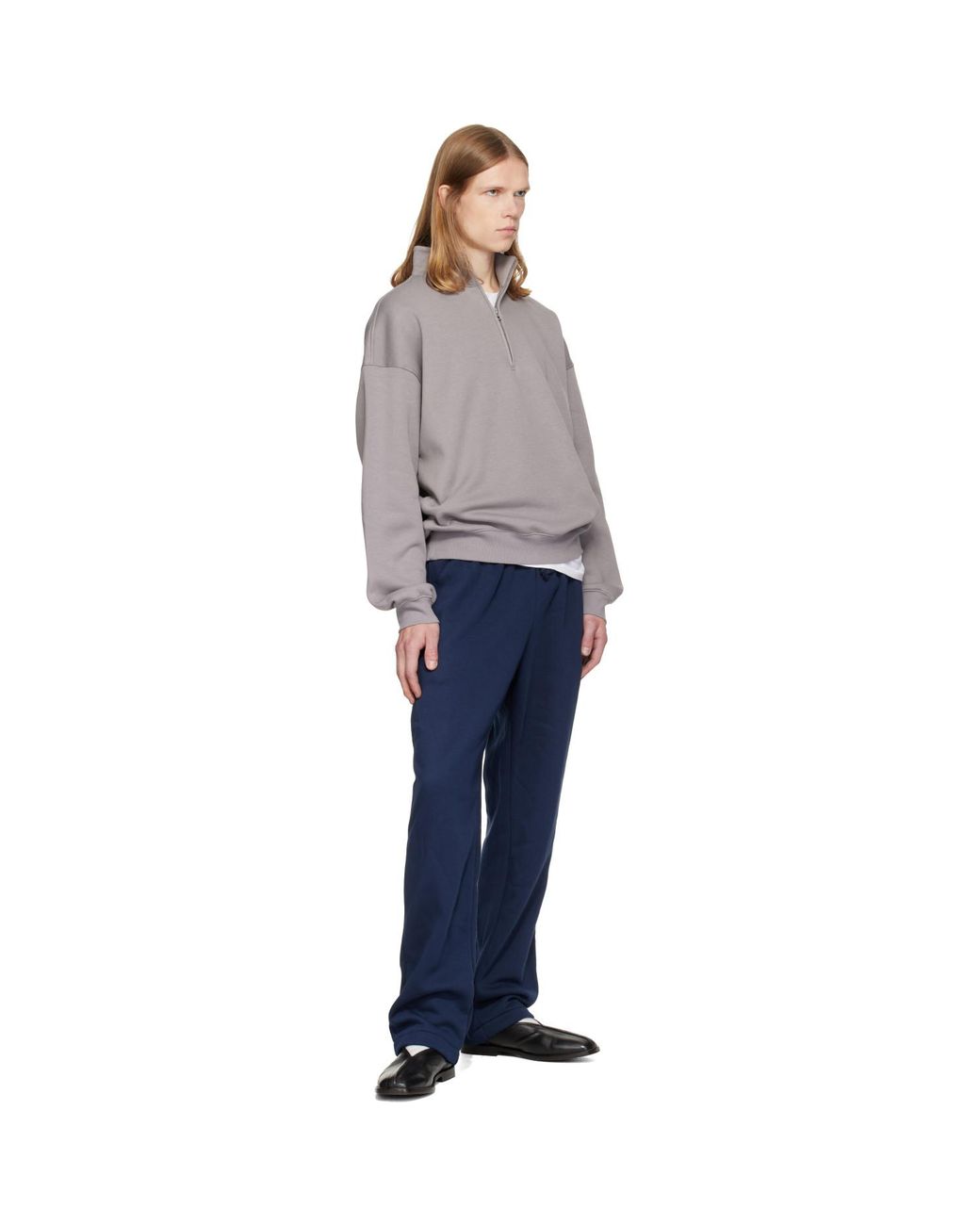 Skims Gray Fleece Lounge Relaxed Quarter Zip Sweatshirt for men