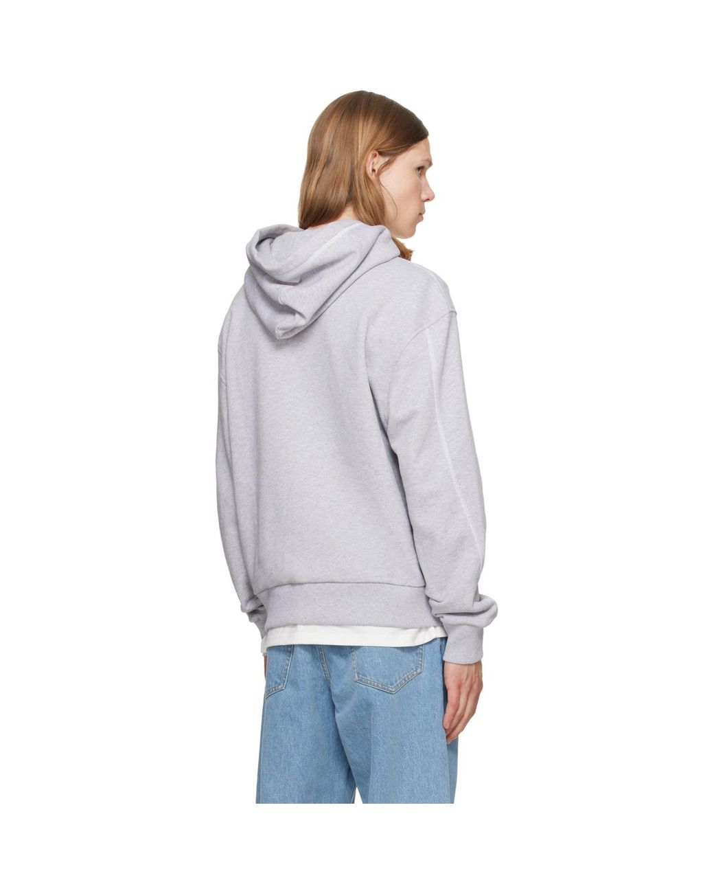 Givenchy Gray Couture Seam Contrasted Stitch Hoodie for men