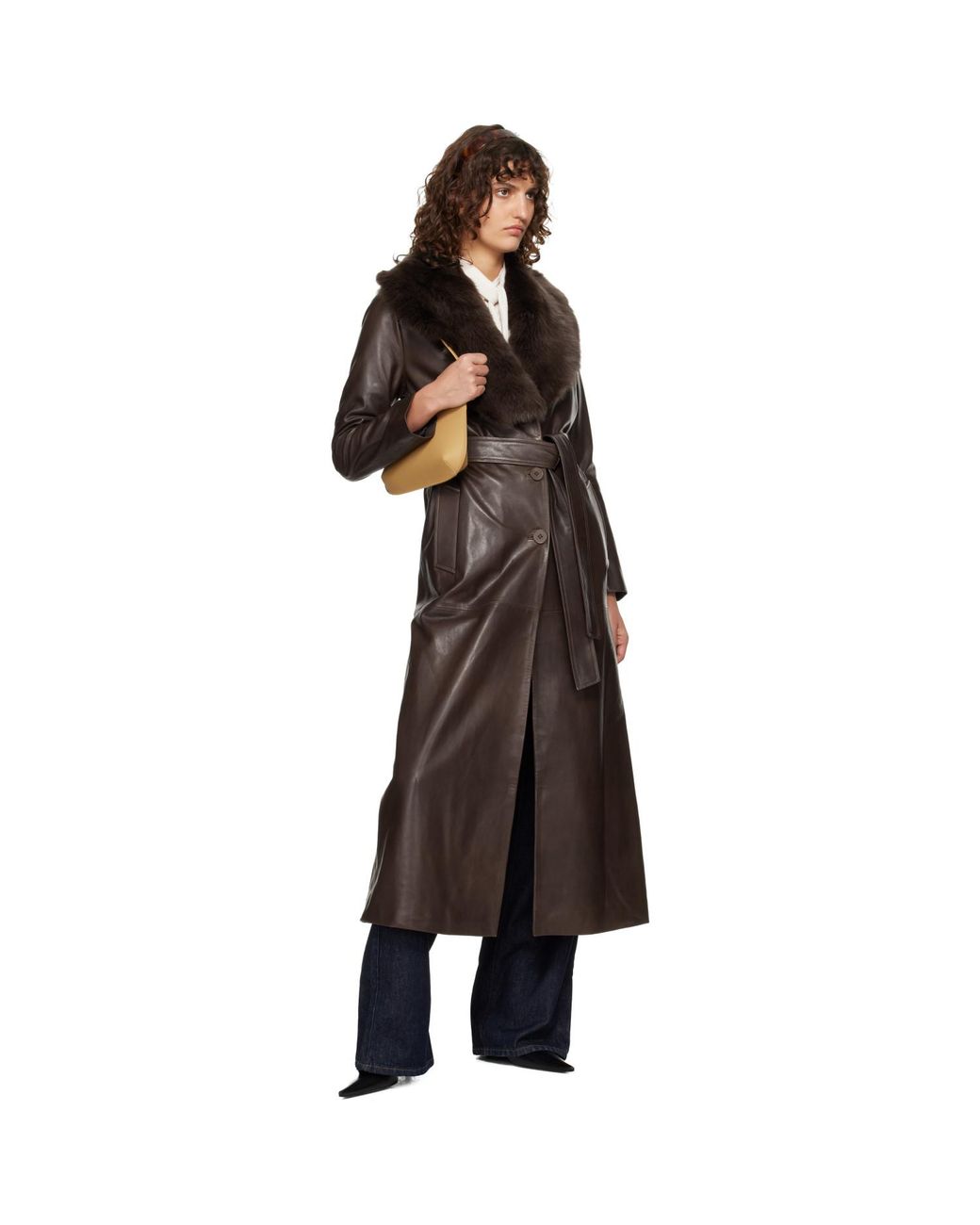 Nour Hammour Black Dakota Glamorous Leather Coat