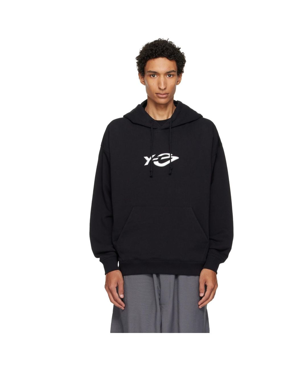 Y-3 Black Terry Liquid Logo Hoodie for men