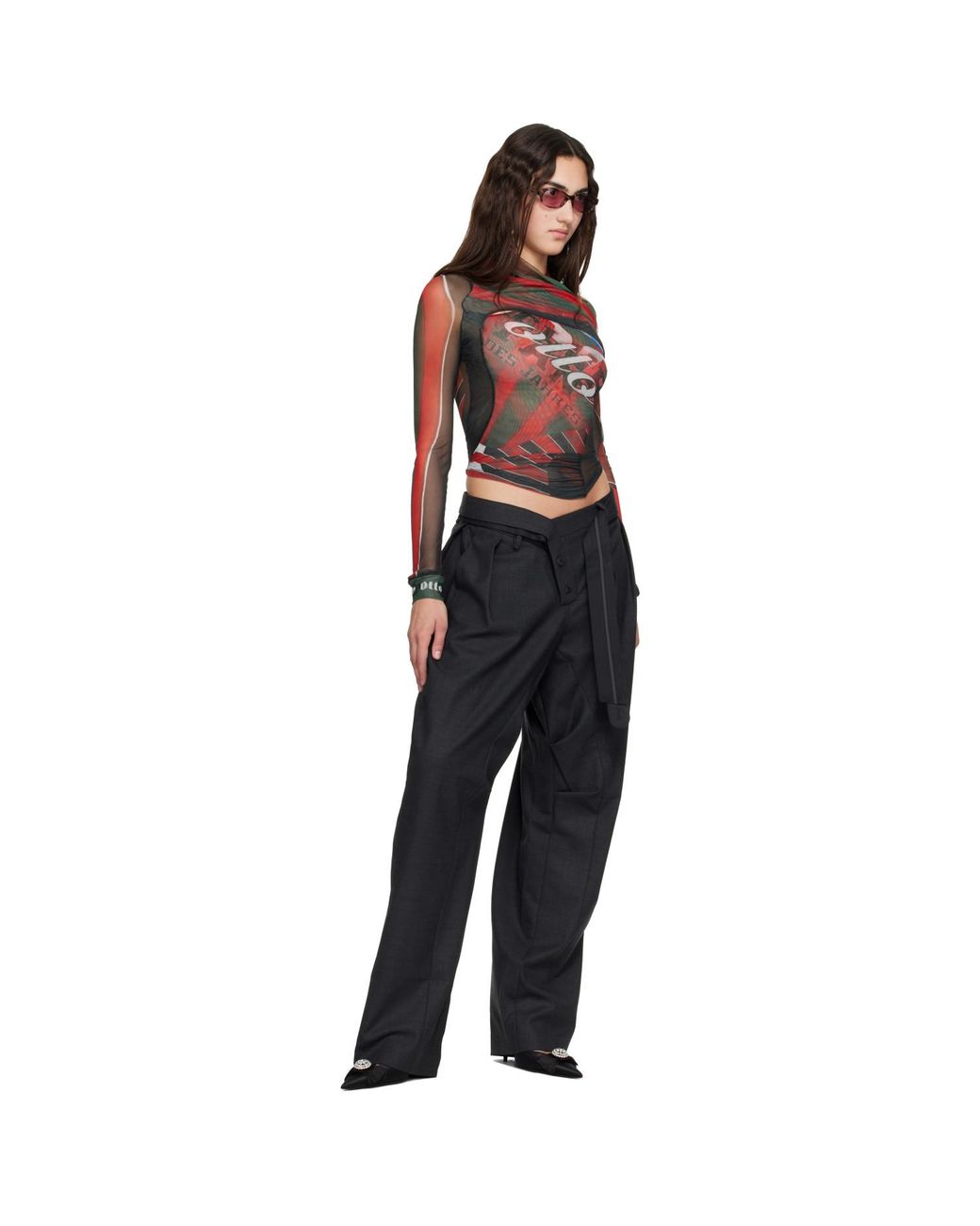 OTTOLINGER Black Strapped Baggy Suit Trousers