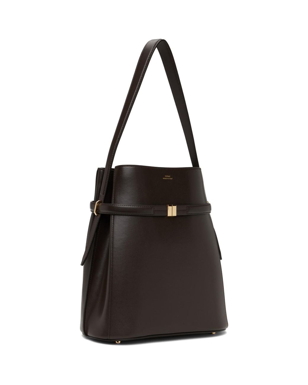Totême Black Belted Leather Bucket Bag