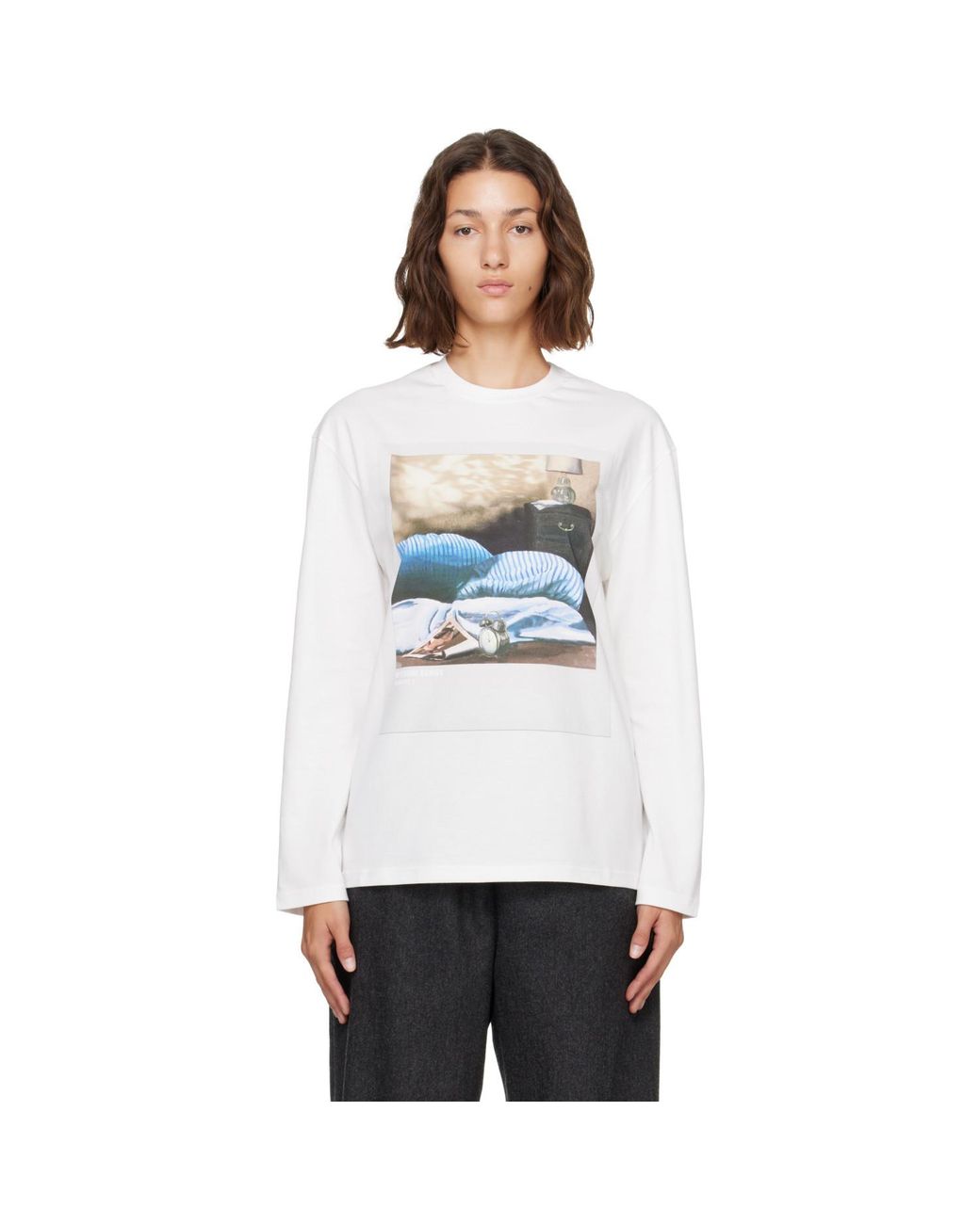 Jil Sander White Off- Photograph Long-Sleeve T-Shirt