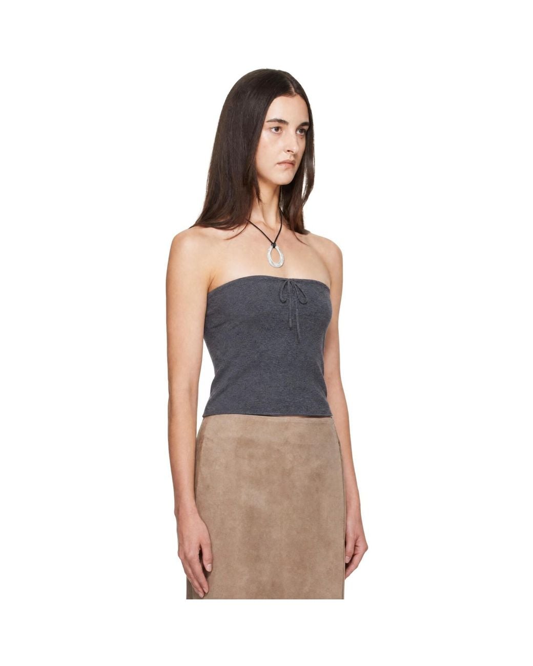 St. Agni Blue Wool Strapless Top
