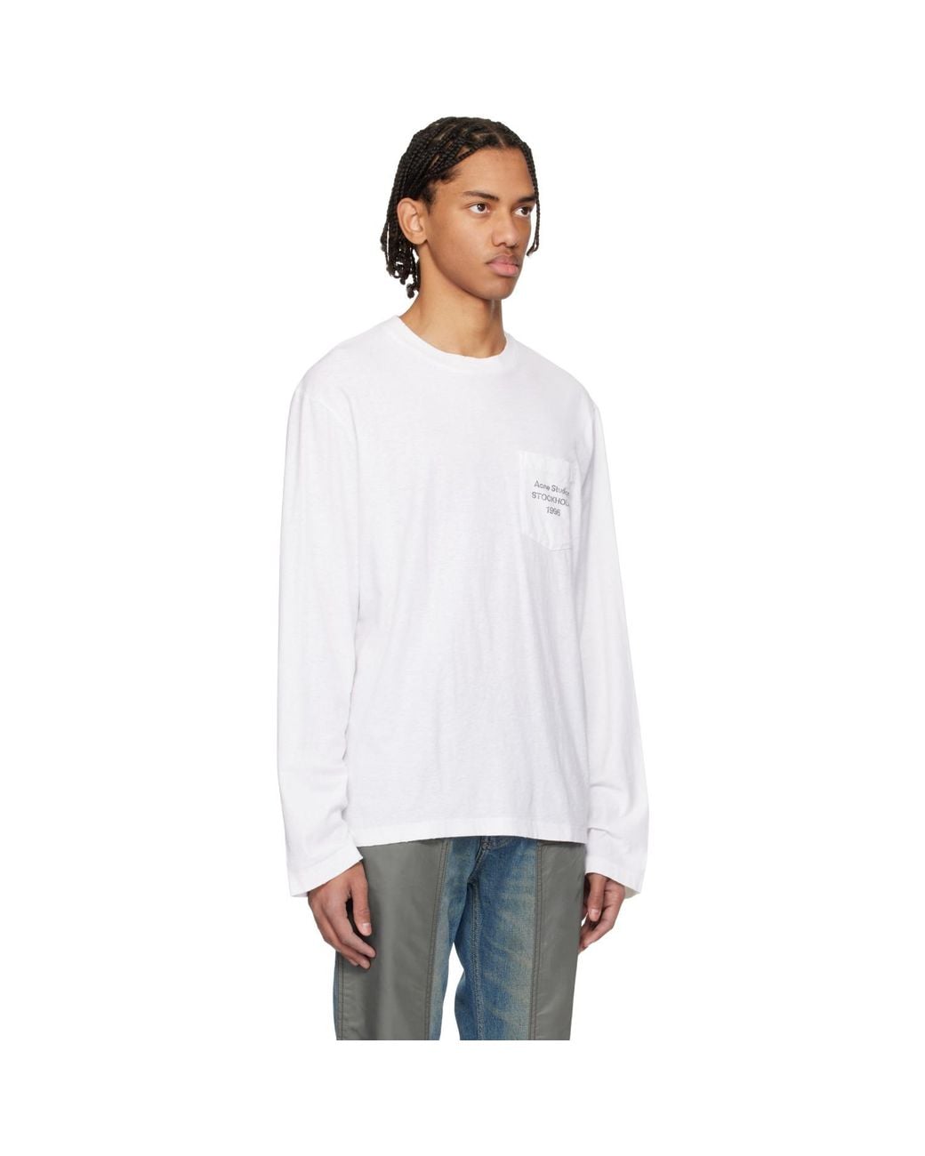 Acne White Logo T-Shirt for men