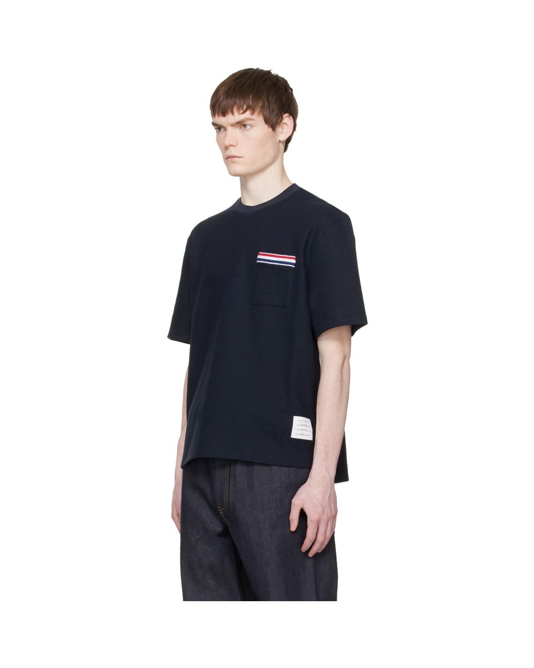 Thom Browne Blue Short Sleeve Pocket T-Shirt for men