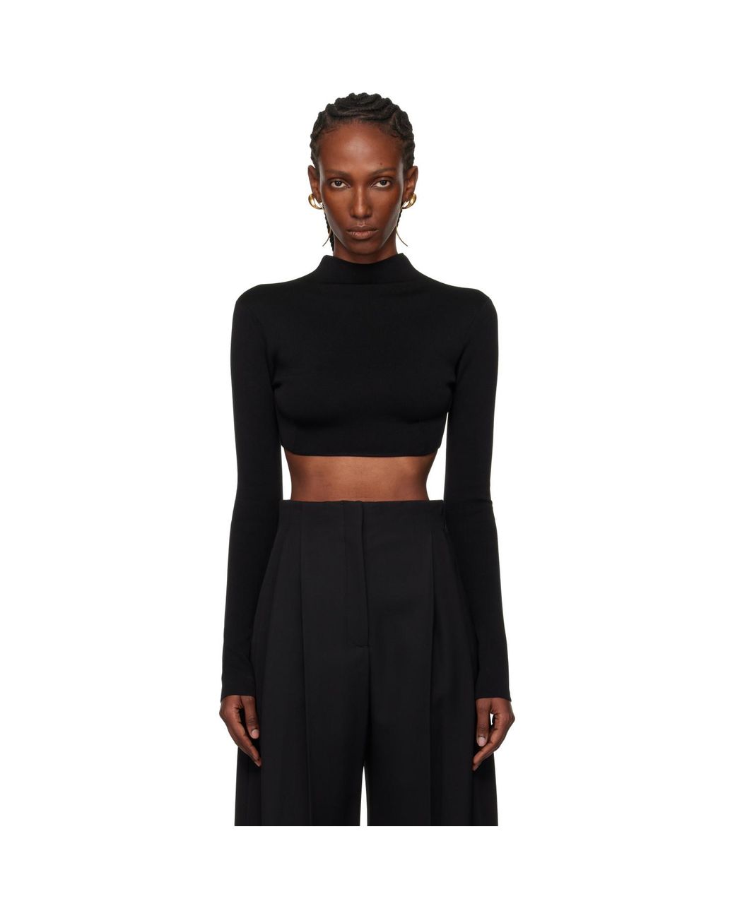 Mugler Black Short Knit Top