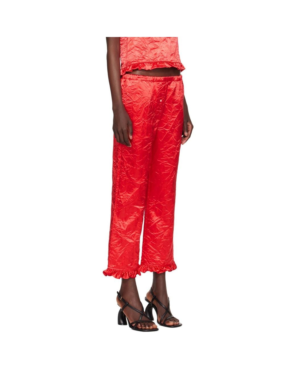 MERYLL ROGGE Red Creased Satin Trousers