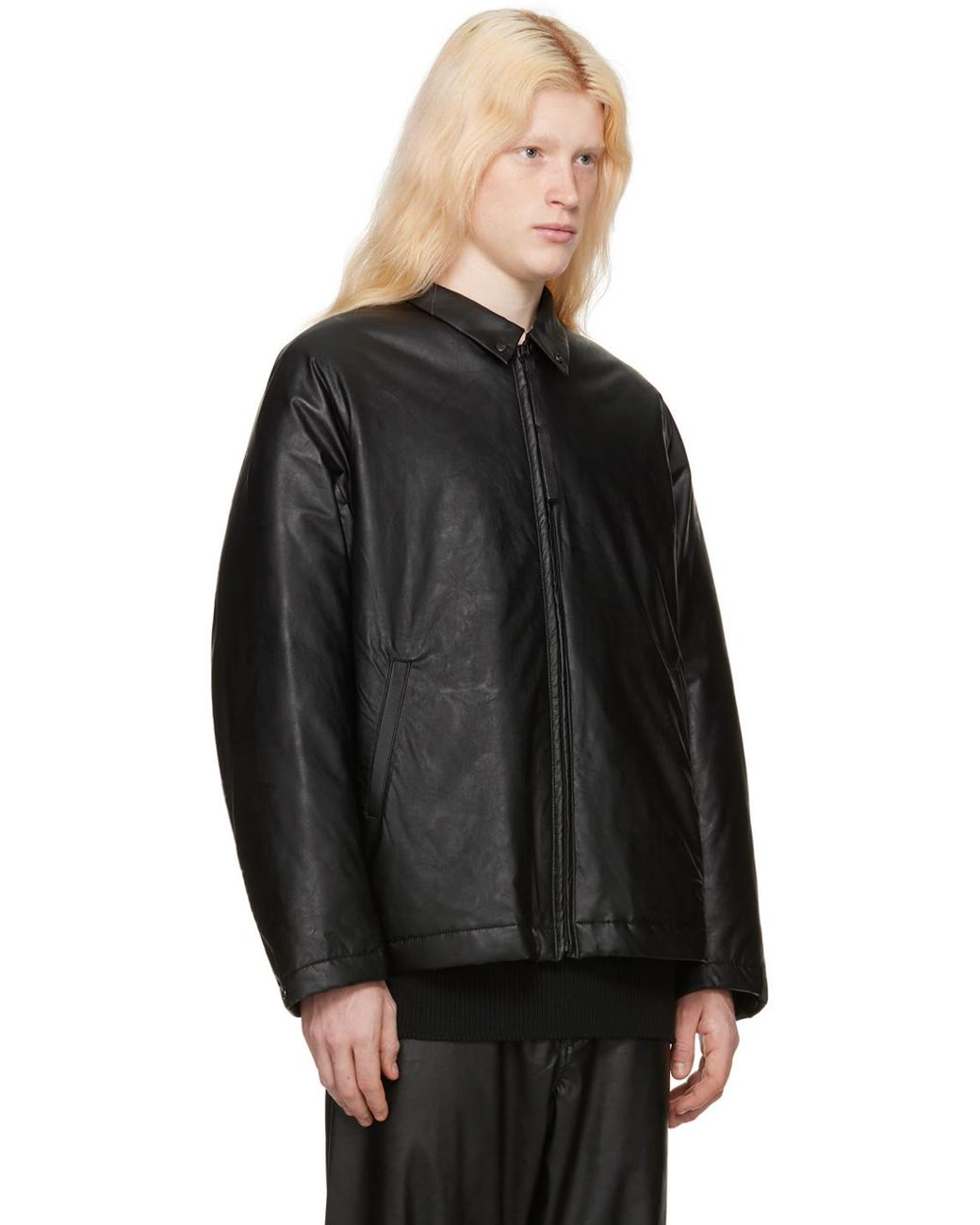 vivi ※N.HOOLYWOOD FAKE LEATHER JACKET N.Hoolywood Black Stand Collar Faux-Leather Jacket N.Hoolywood