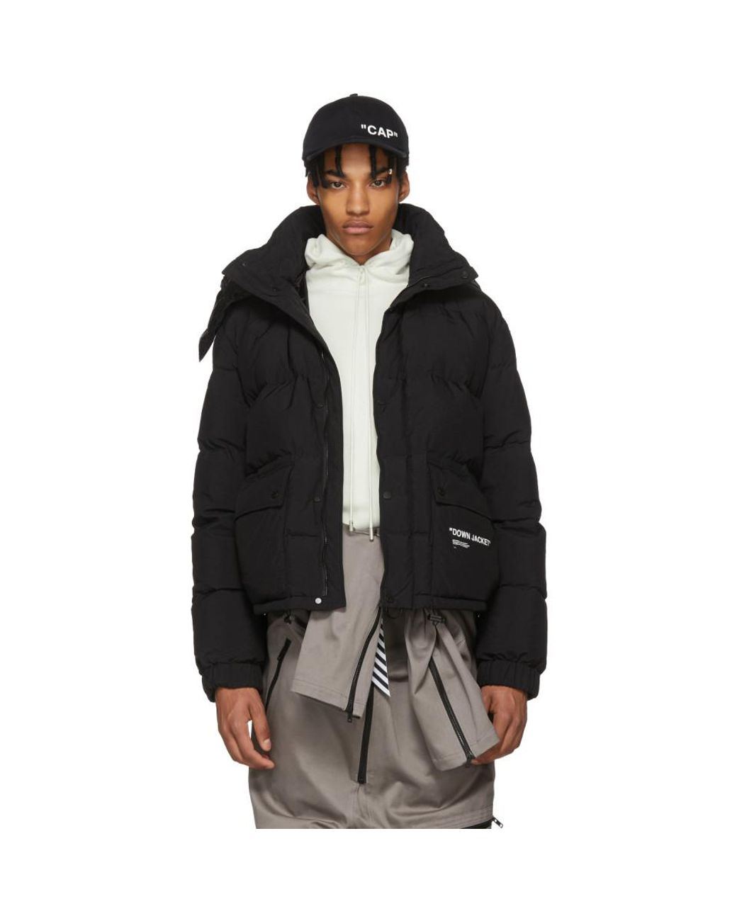 Off-White c/o Virgil Abloh Black Down Puffer Jacket for Lyst