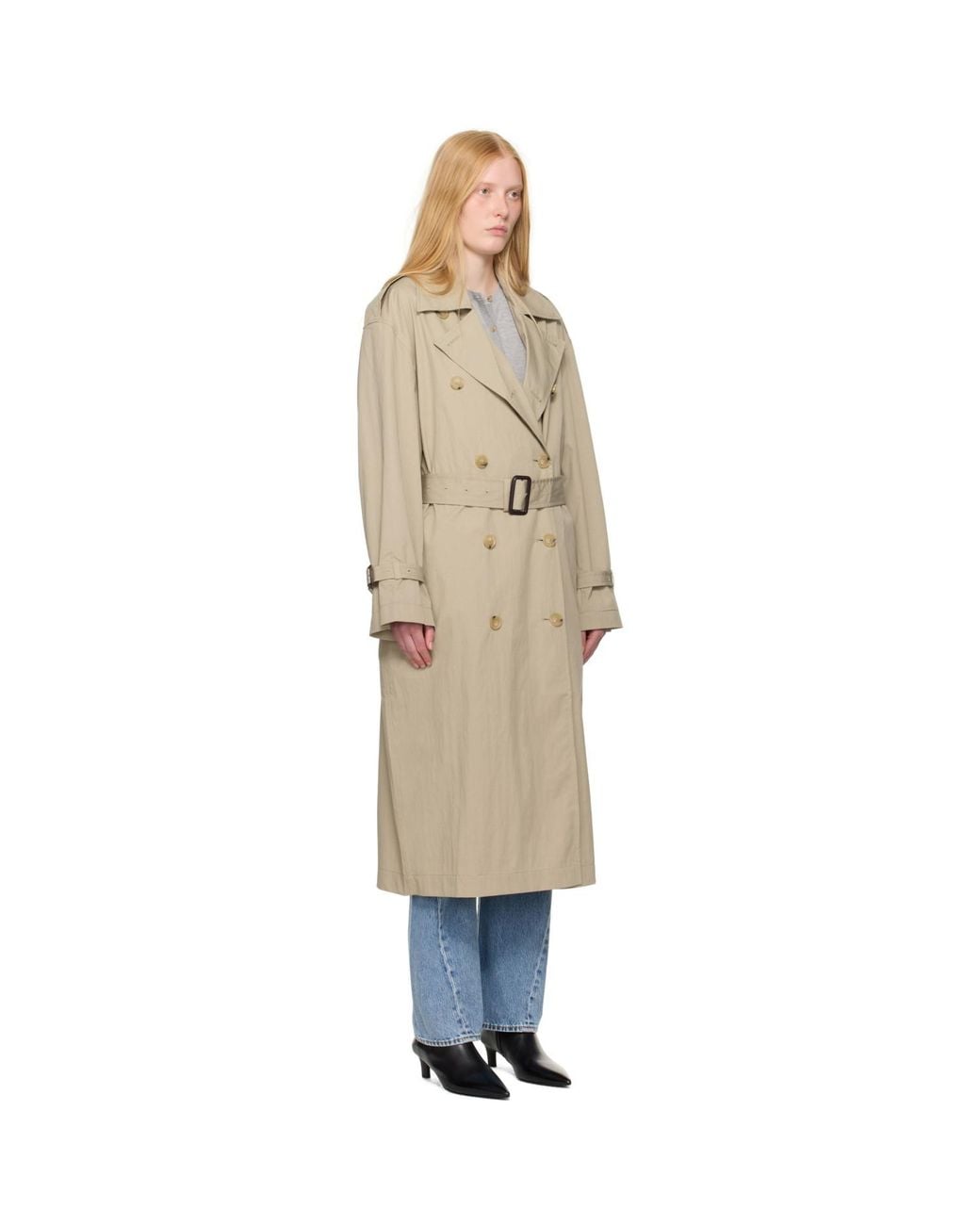 Totême  Natural Khaki Crisp Summer Trench Coat