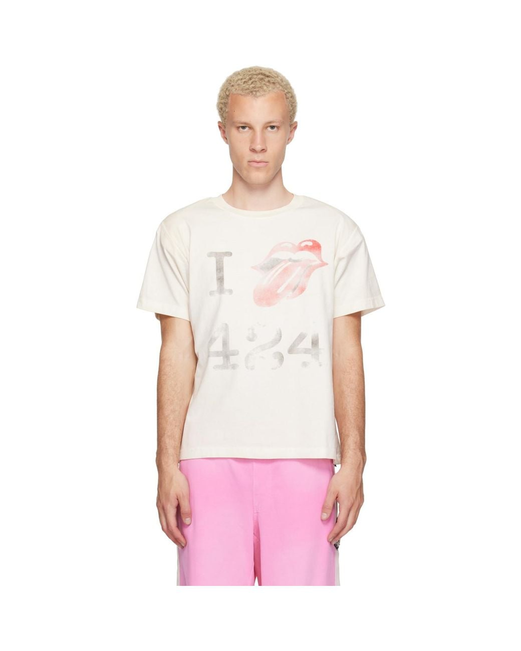424 White Off- 'I Love Tongue T-Shirt for men