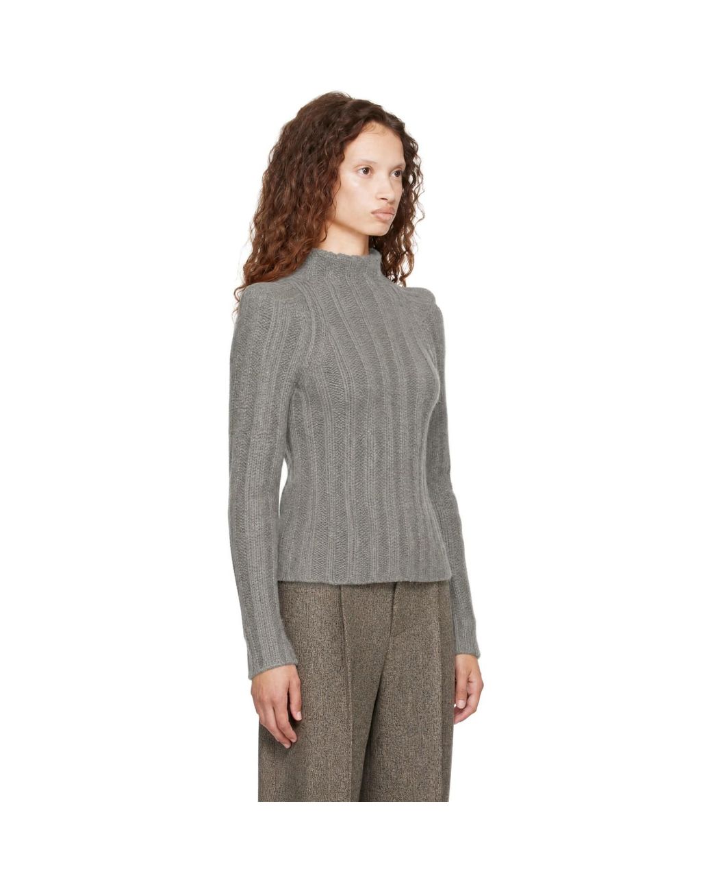 Rick Owens Gray Tower Cropped Con Sweater