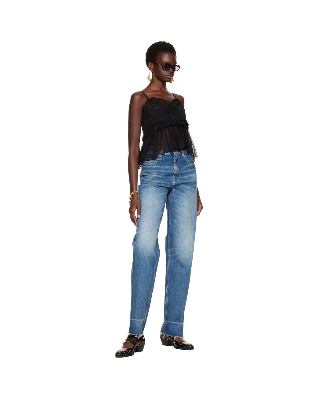 Chloé Blue Distressed Cuff Jeans