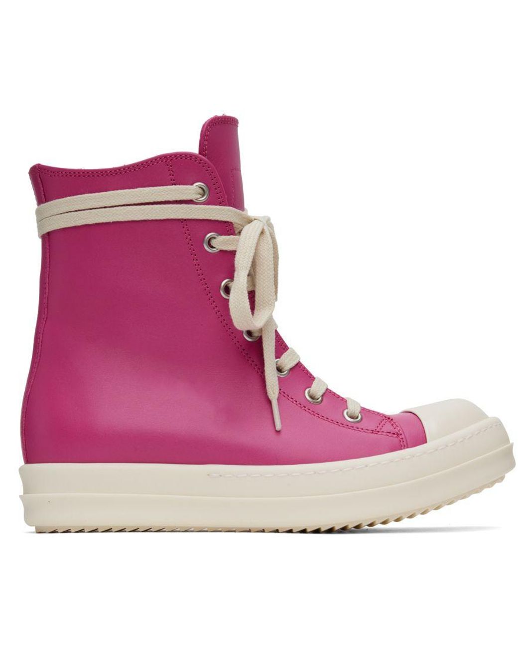 Rick Owens Pink Leather High Sneakers Lyst
