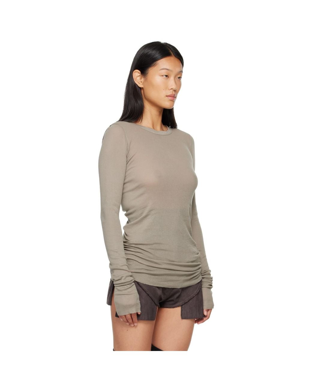 Rick Owens Gray Tower Basic Ls T-Shirt