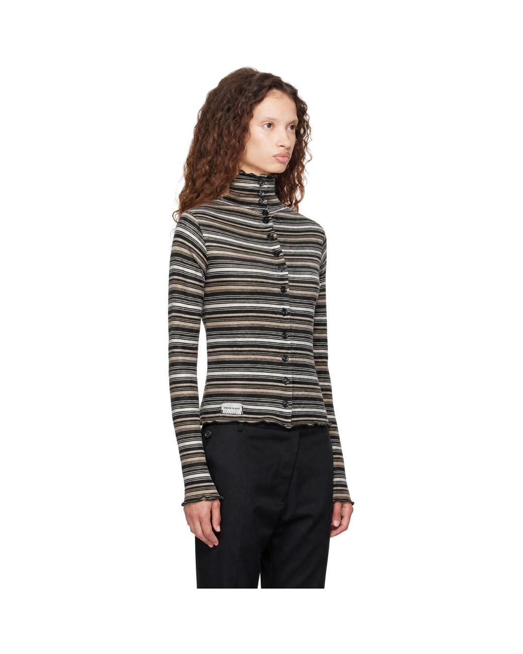 Song For The Mute Black Multi Stripe Knit Cardigan