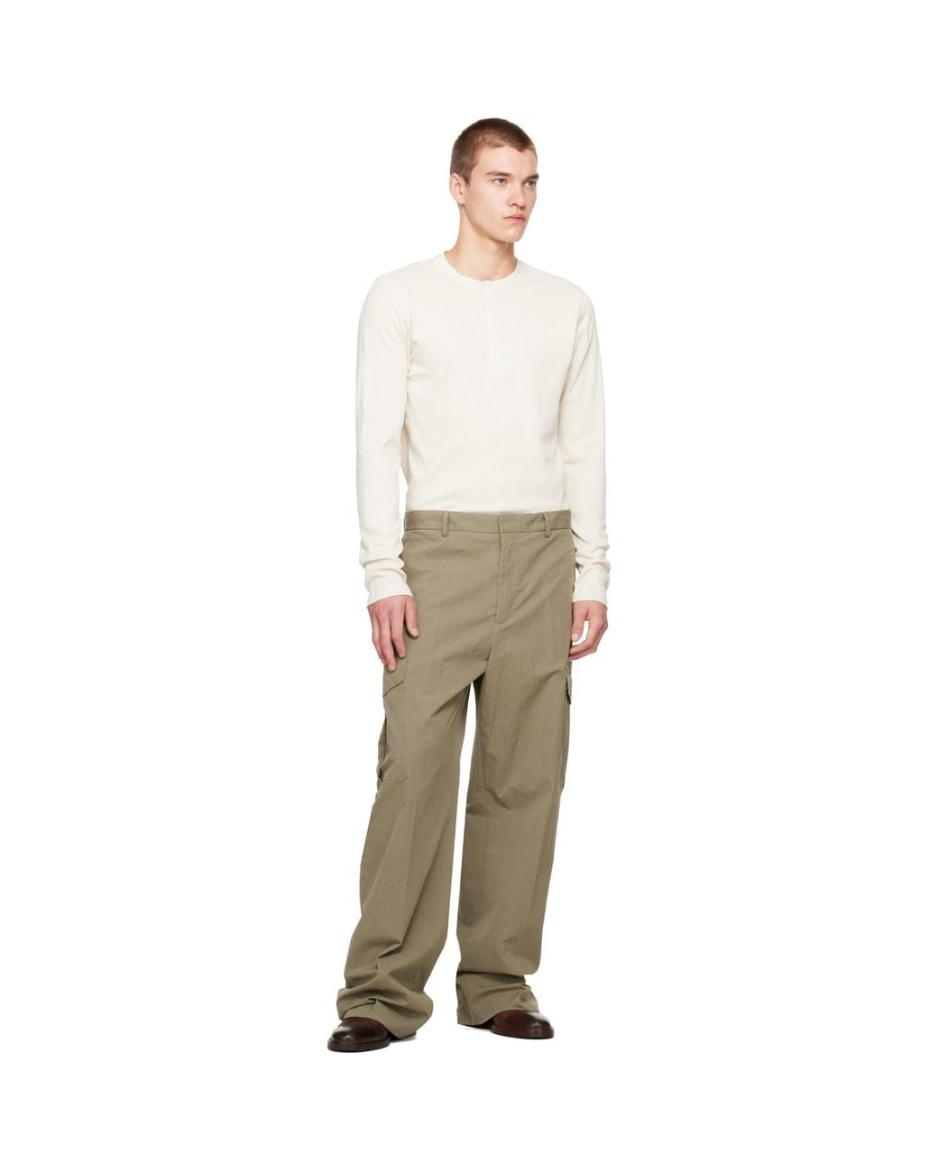 Second/Layer Natural Khaki Ripstop Cargo Pants for men