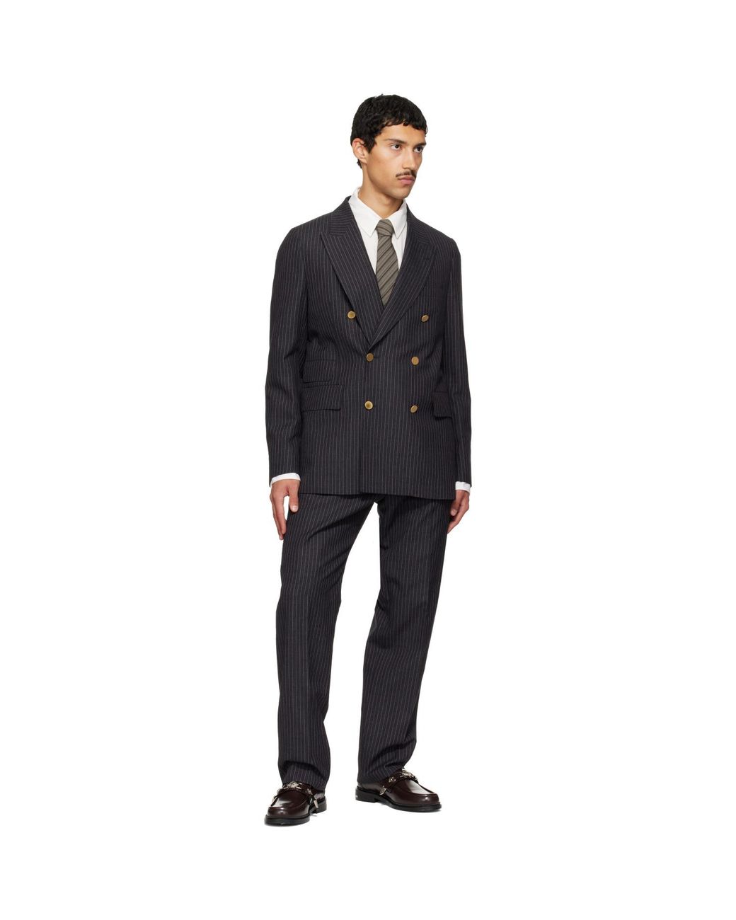 Paul Smith Gray Diagonal Stripe Tie for men