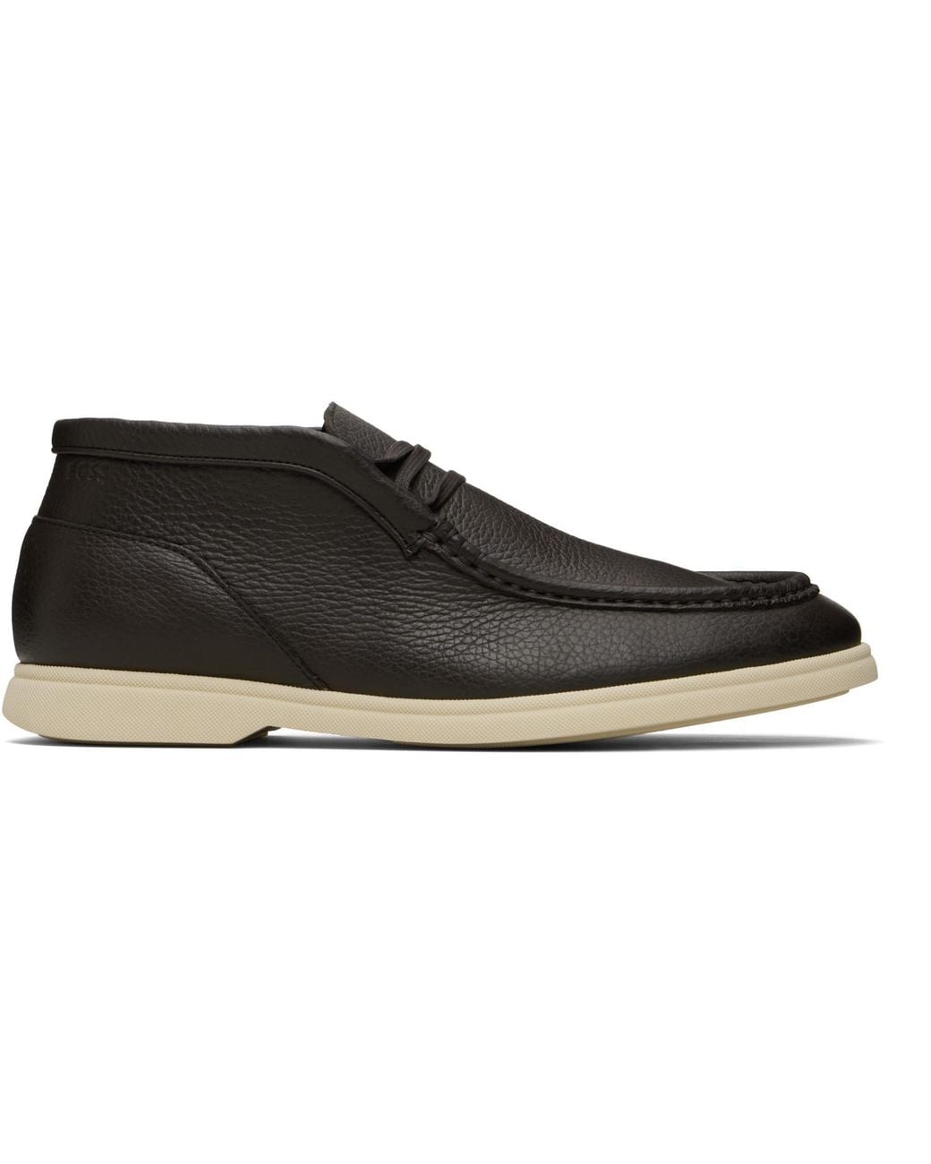 Boss Black Tumbled Leather Desert Boots for men