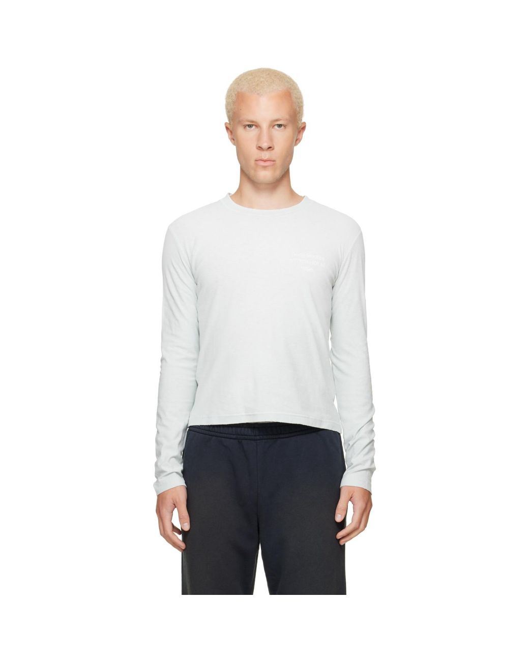 Acne White Distressed Logo T-Shirt for men