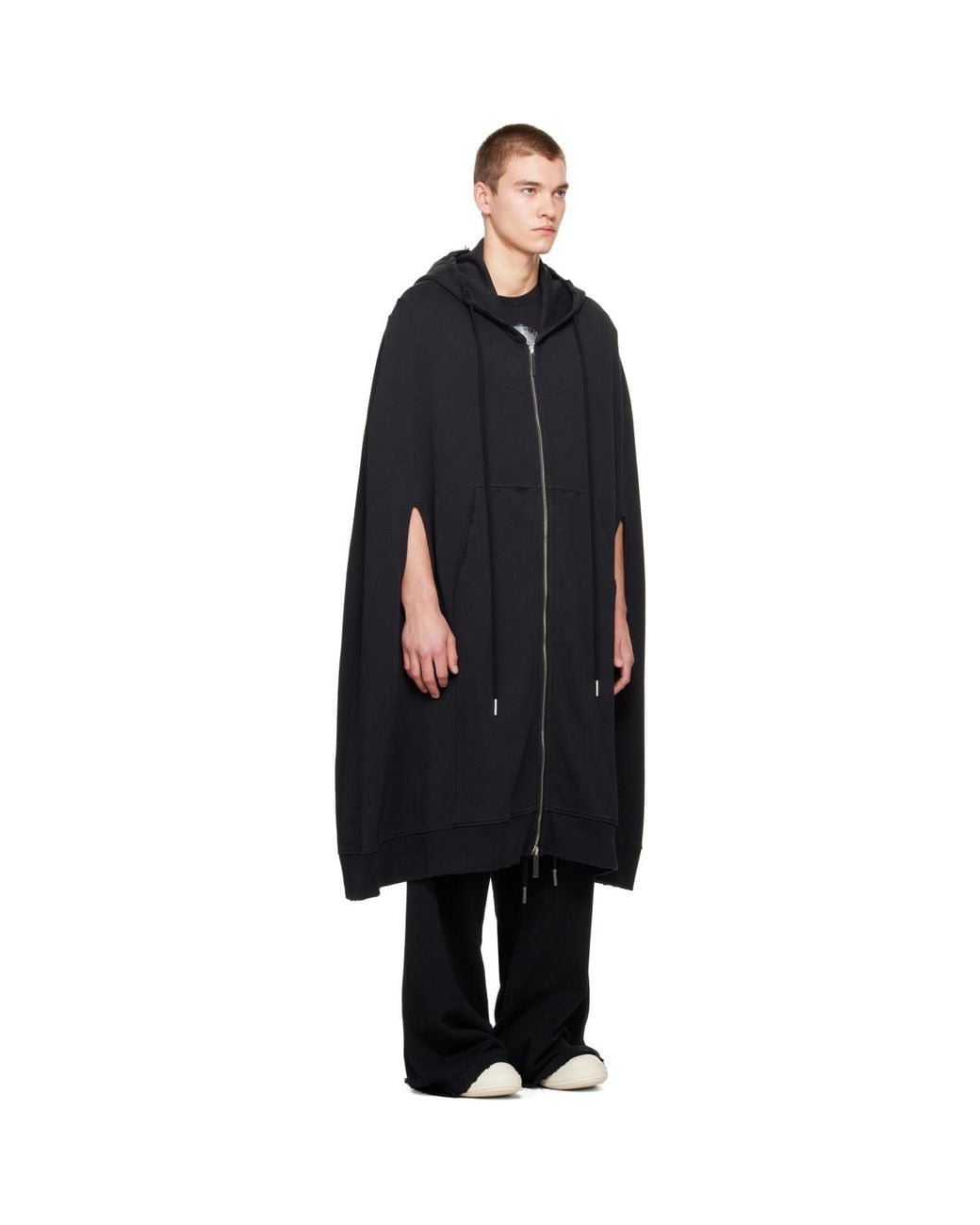 MATIERES FECALES Black 'Cult' Zip Cape for men