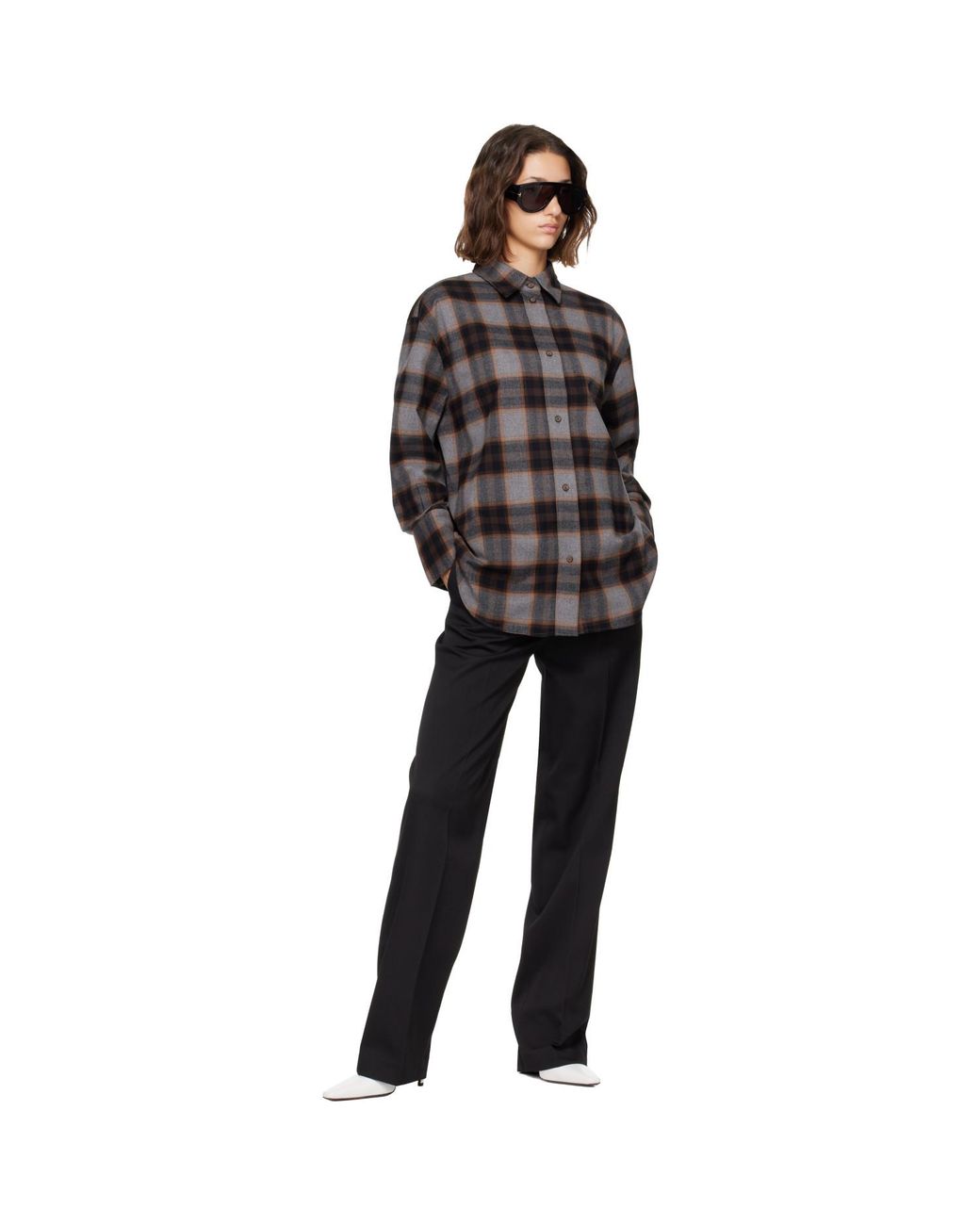 Rohe Brown Flannel Check Overshirt