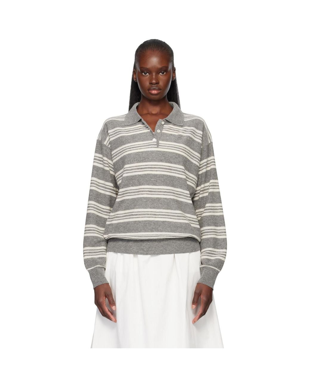 NOTHING WRITTEN Gray Kevin Stripe Pullover Polo