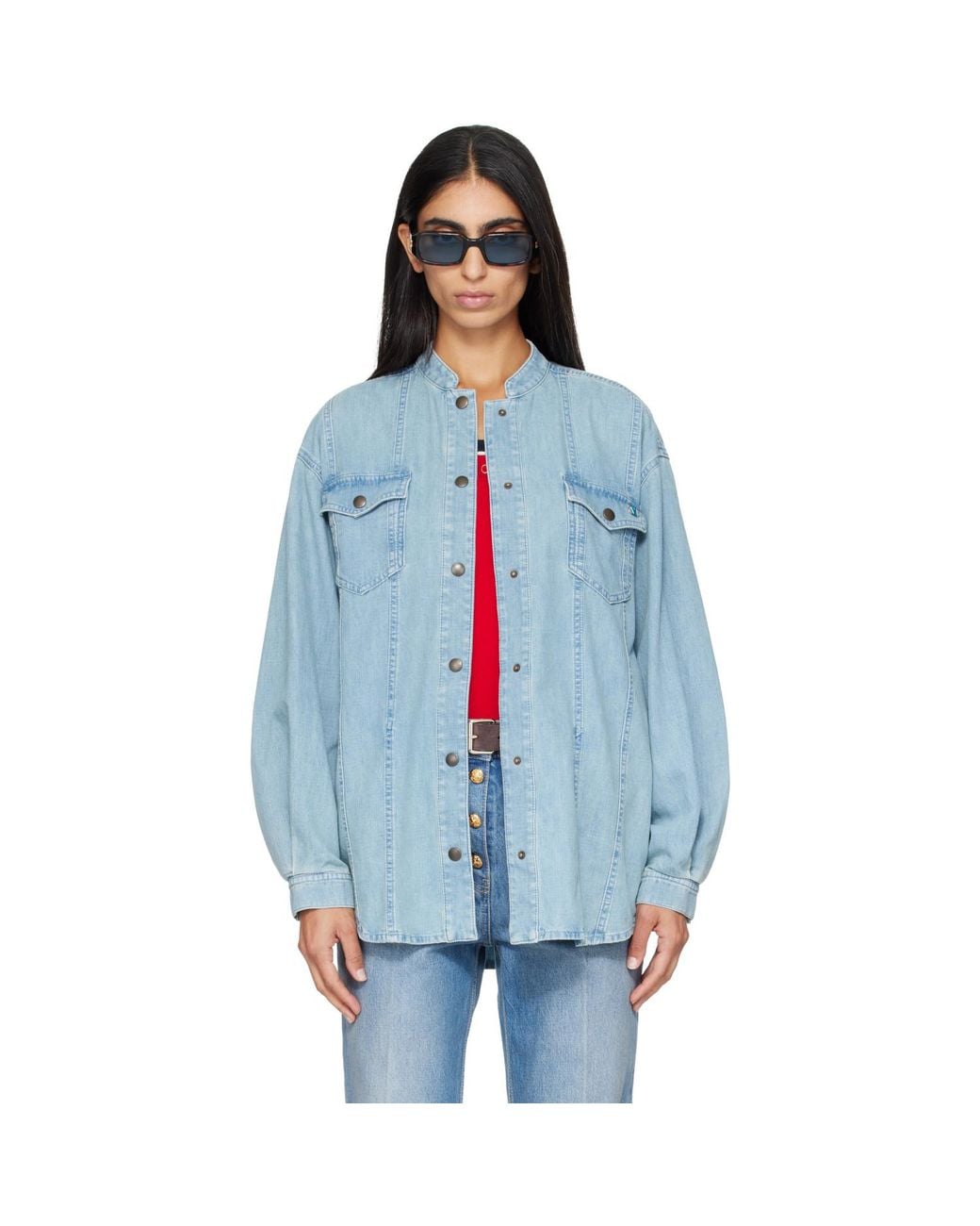 Valentino Blue Cotton Chambray Shirt